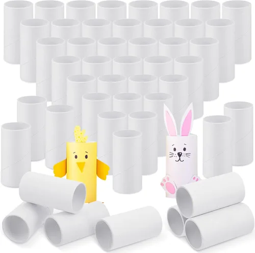 Miniatura 16 de Henoyso Paquete de 100 tubos de cartón para manualidades, rollos gruesos de papel higiénico vacíos para niños, proyectos de aula, manualidades