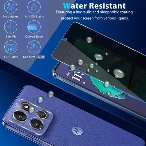 Miniatura 6 de Zeking [2+2] Paquete para Moto G Stylus 5G (2025) Protector de pantalla de vidrio templado de privacidad + protector de lente de cámara