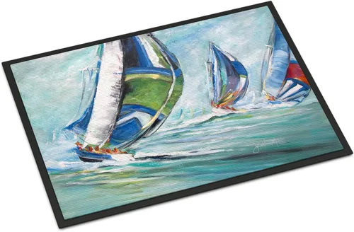 Miniatura 132 de Caroline's Treasures JMK1017JMAT - Tapete de caza de rana garza azul, 24 x 36 pulgadas, tapete para puerta delantera, interior y exterior