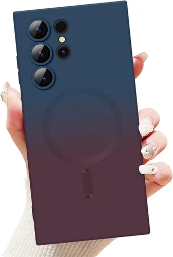 Miniatura 30 de Newseego Funda magnética para Samsung Galaxy S22 5G, funda de silicona líquida suave de lujo, antiarañazos, a prueba de golpes, protector completo