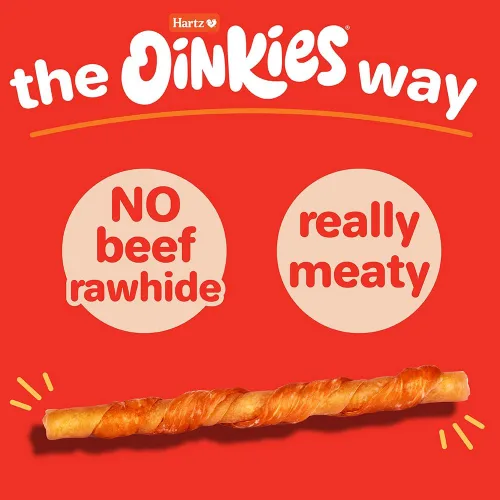 Miniatura 4 de Hartz Nuevos Oinkies Twists Envueltos en Tocino, Masticas Carnosas Verdaderas con 100% Tocino Real y Sin Piel de Res, 14