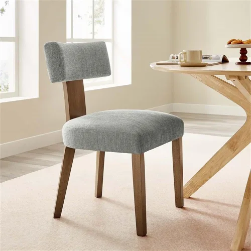 Miniatura 2 de Modway Nalani - Juego de 2 sillas de comedor sin brazos en tejido jaspeado, color marrón oscuro, sillas auxiliares contemporáneas con patas