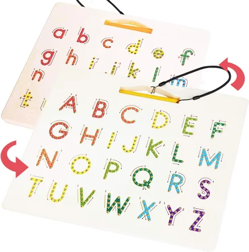 CozyBomB Tablero magnético de letras de doble cara – 2 en 1 con imanes del alfabeto para niños pequeños, letras ABC mayúsculas y minúsculas, regalos
