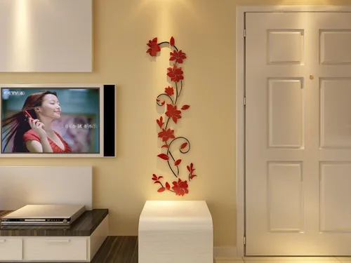 Miniatura 5 de Murales de pared de flores de ratán 3D para sala de estar, dormitorio, sofá, telón de fondo de televisión, calcomanías originales, regalo