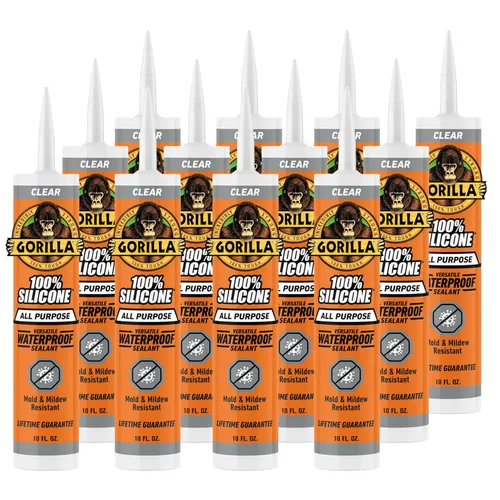 Miniatura 11 de Gorilla Sellador de silicona impermeable para calafatear y sellar, cartucho de 10 onzas (paquete de 1), sellador de calafateo blanco para cocina