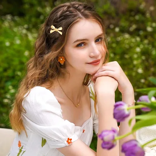Miniatura 3 de Pequeños lazos de metal para el pelo para mujeres y niñas, 5 piezas de pinzas para el pelo con lazo dorado, mini cinta con lazo, pinzas para el pelo