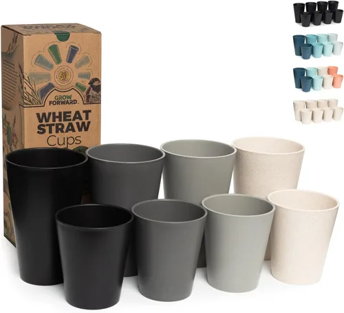 Miniatura 8 de Grow Forward Vasos de paja de trigo prémium – Vasos de plástico duro irrompibles sin BPA de 20 onzas – Vasos de plástico ligero reutilizables