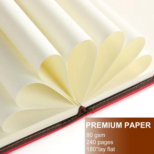 Miniatura 4 de Cuaderno A5 en blanco, cuaderno de bocetos de cuero de tapa dura recargable con bolsillo y hebilla magnética, cuaderno de bocetos de viaje de 240