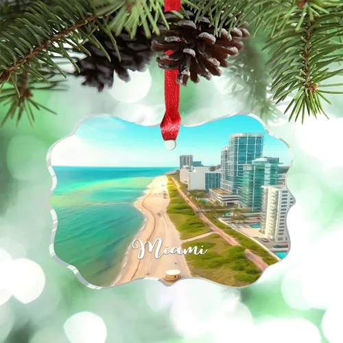 Miniatura 14 de Miami Florida, Estados Unidos, decoración de árbol de Navidad, recuerdos de ciudad de campo, recuerdos personalizados de Navidad 2023, decoración