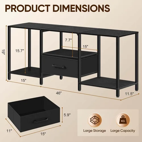 Miniatura 3 de LIANTRAL Soporte de TV negro para dormitorio con armario de almacenamiento de hasta 50 pulgadas, mesa consola de TV pequeña con tomas de corriente