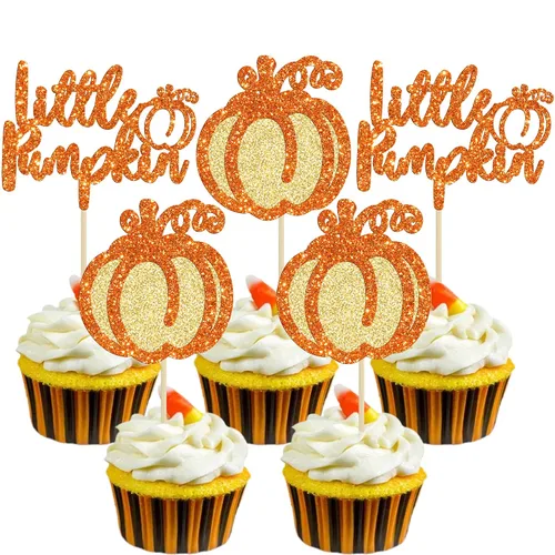Miniatura 18 de Gyufise 24 adornos para cupcakes de revelación de género, decoraciones para pasteles de niños o niñas para Acción de Gracias, Halloween, tema