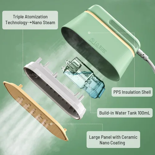 Miniatura 4 de Plancha para ropa, mini plancha portátil de viaje, 2 niveles de vapor/planchado en seco/plegable/vaporizadores de ropa de 1100 W (solo para 120 V)