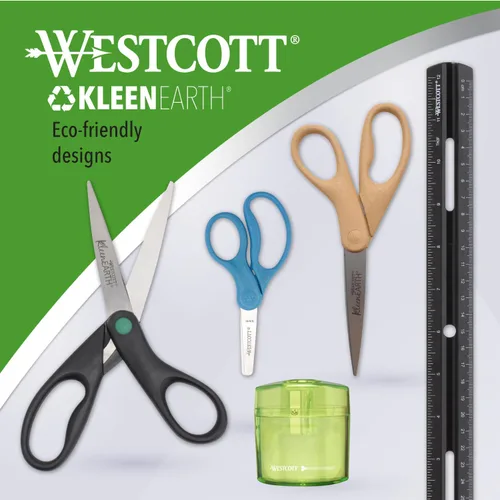 Miniatura 5 de Westcott KleenEarth Tijeras de 5 pulgadas, paquete de 6, para niños a partir de 4 años, tijeras recicladas ecológicas para proyectos escolares