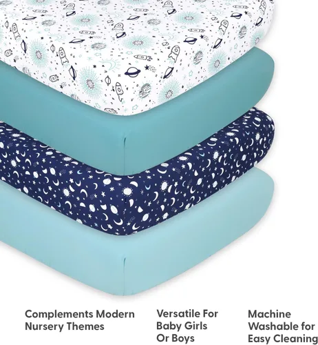 Miniatura 4 de The Peanutshell Sábanas para cuna de bebé, paquete de 4 unidades para niña o niño, suaves, ovaladas y ajustadas, sábana para cuna para bebé niña