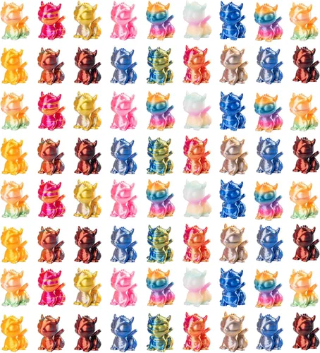Miniatura 11 de 100 piezas de mini animales impresos en 3D figuras de plástico de animales pequeños en miniatura, figuras de gato pequeño a granel para micro hadas