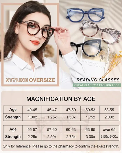 Miniatura 5 de MARE AZZURO Gafas de lectura de gran tamaño para mujer, con estilo, grandes lectores 1.0 1.25 1.5 1.75 2.0 2.25 2.5 2.75 3.0 3.5 4.0 5.0 6.0 Leopardo