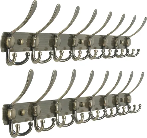 Miniatura 46 de Dseap - Perchero para pared, 5 ganchos triples, resistente, acero inoxidable, riel de gancho de metal para abrigos, sombreros, toallas, bolsos