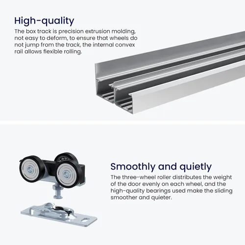 Miniatura 5 de SMARTSTANDARD Kit de herrajes para puertas corredizas de 60 pulgadas/5 pies para armario de gabinete, herrajes de puerta de aleación de aluminio
