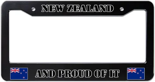 Marco de matrícula de metal de Nueva Zelanda y Proud of It, regalo de recuerdo de la bandera de Nueva Zelanda, letrero decorativo de metal para