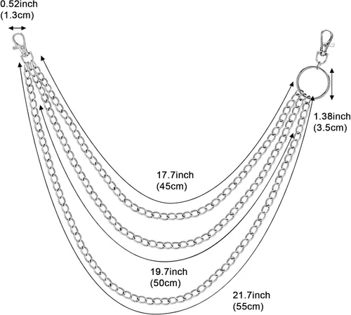 Miniatura 4 de PHOGARY 3 Pieces Jeans Chains Wallet Chain Pants Chain Pocket Chain Hip Hop Rock Chains Belt Chain Biker Trouser Chain
