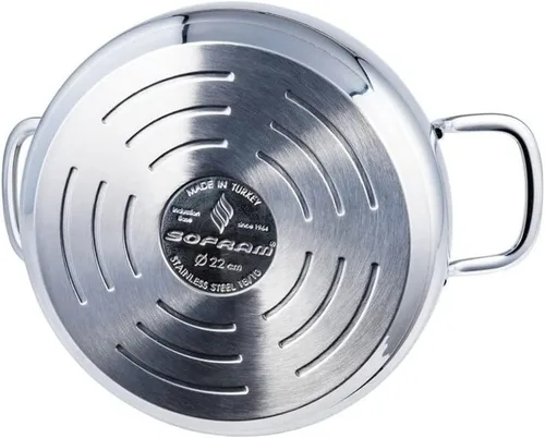 Miniatura 4 de Venus - Olla profunda de acero inoxidable con tapa de vidrio, olla de sopa profunda adecuada para estufa de inducción (6.8 cuartos de galón (6.4 L))