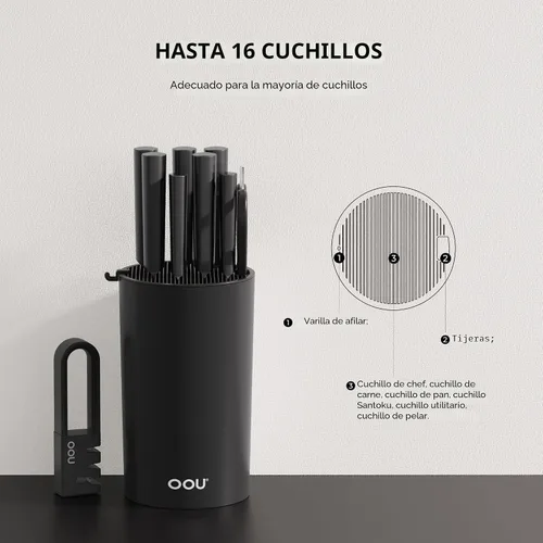 Miniatura 2 de Porta Cuchillos Universal OOU Sin Cuchillos, Soporte de Cuchillos de Cocina Redondo, Almacenamiento de Cuchillos Desmontable para Fácil Limpieza