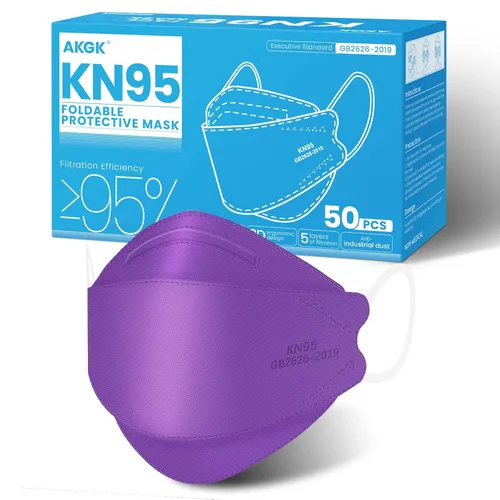 Miniatura 28 de akgk Mascarilla KN95 de 50 unidades, mascarillas de protección transpirable, mascarillas KN95 negras de 5 capas, máscaras de seguridad contra