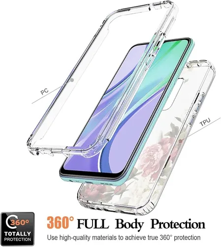 Miniatura 3 de Funda protectora para Samsung Galaxy S9+ G965U con protector de pantalla de vidrio templado, lindo patrón floral transparente de cuerpo completo