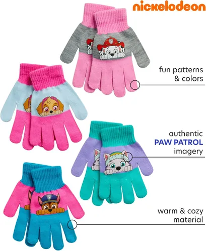 Miniatura 2 de Nickelodeon Guantes de esquí de Paw Patrol para niñas - Marshall, Chase, guantes de esquí de Rubble (2-7)