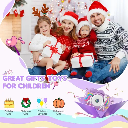 Miniatura 8 de Cámara para niños para niñas de 3 a 5 años, cámara digital para niños con cubierta de silicona, grabación de video de 48MP/1080P, cámara selfie