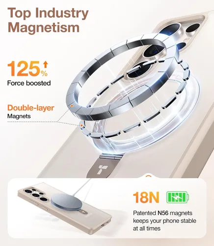 Miniatura 2 de TORRAS Funda magnética de albaricoque pálido para Galaxy S25 Ultra [compatible con Magsafe] soporte de anillo, a prueba de golpes, translúcida