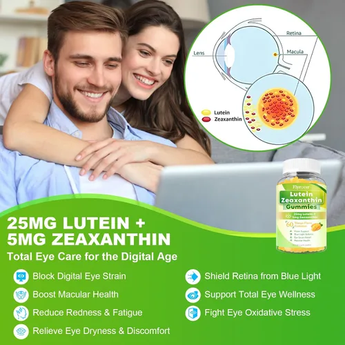 Miniatura 4 de Gomitas de luteína sin azúcar de 25 mg, suplementos de luteína y zeaxantina para la salud ocular, fórmula 13 en 1 para el cuidado de los ojos