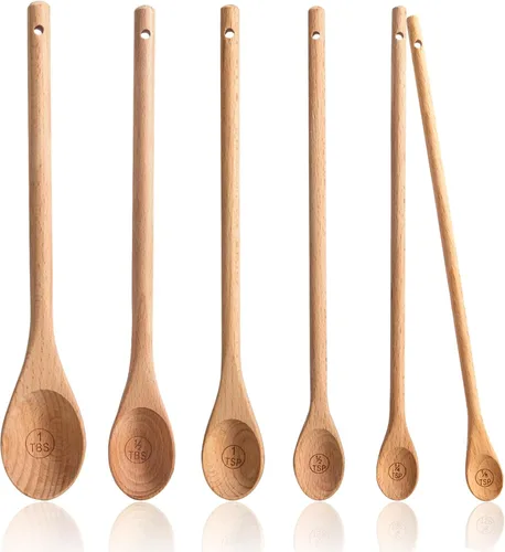 Miniatura 8 de Juego de 10 tazas medidoras y cucharas medidoras, tazas medidoras de madera hechas a mano con cucharadita, cucharas medidoras para ingredientes