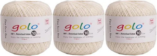 Miniatura 88 de Golo - 3 bolas de hilo de ganchillo tamaño 10, hilo de crochet para tejer a mano 102