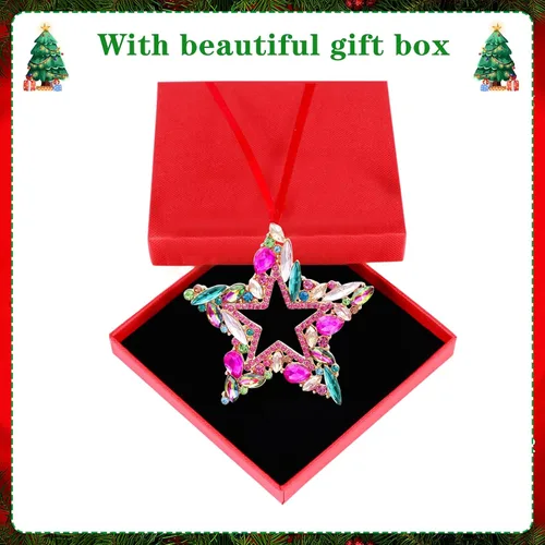 Miniatura 6 de WaaHome Adornos de Navidad de Estrellas Iridescentes Adornos de Estrella de Navidad de Metal Adornos de Estrella Colgante para Árbol de Navidad