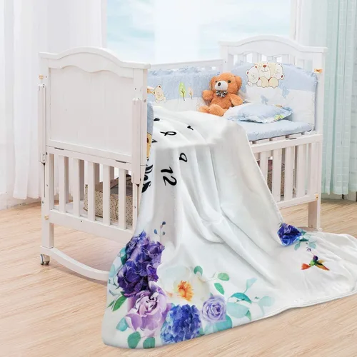 Miniatura 6 de Manta de hito mensual para bebé niña, manta floral para el mes del recién nacido, regalo personalizado para ducha, forro polar suave de felpa suave
