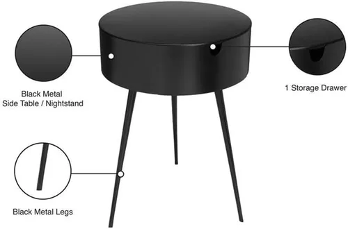 Miniatura 4 de Meridian Furniture Bali Collection Modern Mesita de noche contemporánea de metal duradero, 16 pulgadas de ancho x 16 pulgadas de profundidad x 23