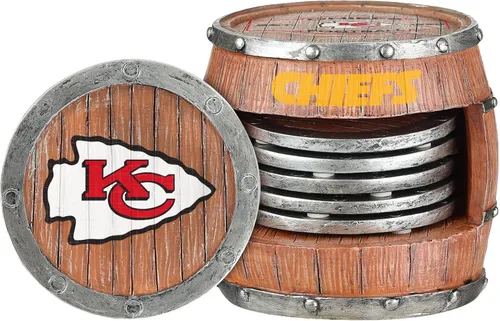 Miniatura 25 de FOCO NFL Team Logo 5-Pack Barrel Beverage Drink Coaster Set