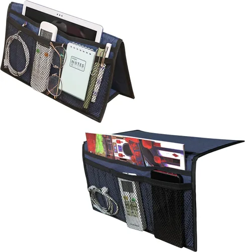 Miniatura 11 de Gloppie Organizador de mesita de noche, organizador de bolsillos laterales para mesita de noche, organizador de almacenamiento con bolsillo