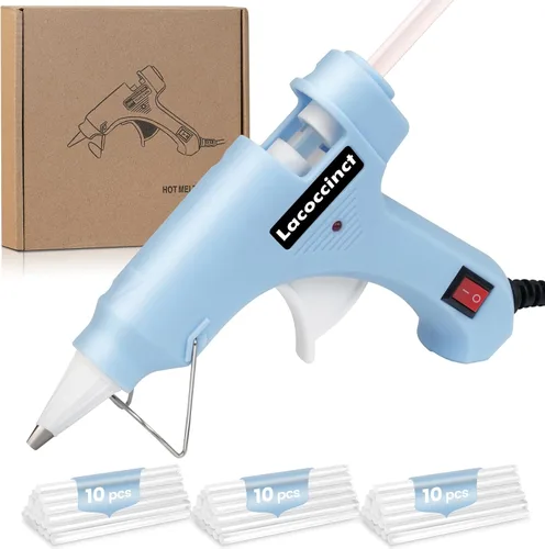 Miniatura 7 de Pistola de pegamento caliente, kit de mini pistola de pegamento caliente con 30 barras de pegamento, precalentamiento rápido para manualidades