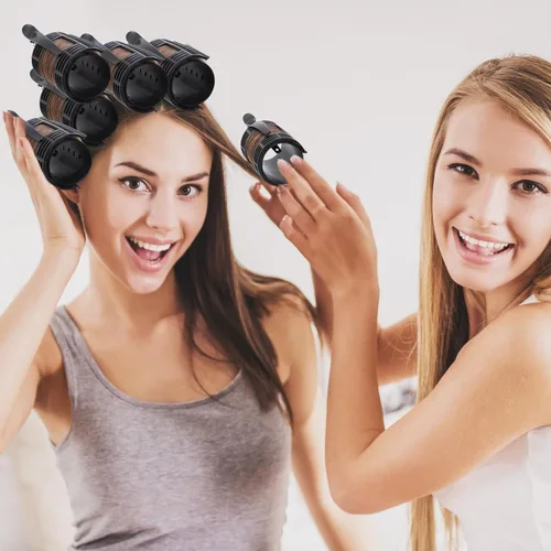 Miniatura 7 de WILLBOND Juego de 65 rodillos magnéticos para el cabello, rulos de plástico con clips, 4 tamaños para cabello largo y mediano corto, pinzas de pato