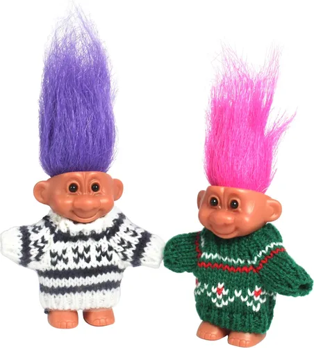 Miniatura 11 de 2 PIEZAS Muñecos Retro Lucky Troll con Suéteres Tejidos a Mano - Coloridos, Adorables, Ideales para Colecciones, Proyectos Escolares, Manualidades