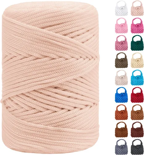 Miniatura 24 de Cordón de macramé de poliéster de 0.118 in x 185 yardas, cordón trenzado de macramé, bolsa de ganchillo, hilo de poliéster para ganchillo, bolsa