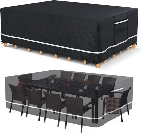 Miniatura 15 de Fundas para muebles de patio impermeables, resistentes 600D, fundas para muebles de exterior para sofá seccional exterior, resistente al desgarro
