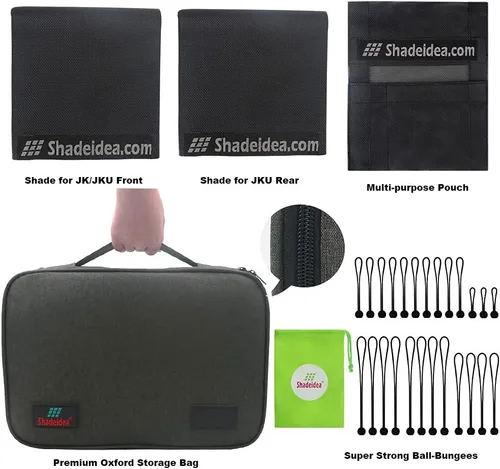 Miniatura 5 de Shadeidea JK - Parasol superior compatible con Jeep Wrangler JKU, cubierta de techo de malla suave (2007-2018) - Bloqueador de ruido de viento UV