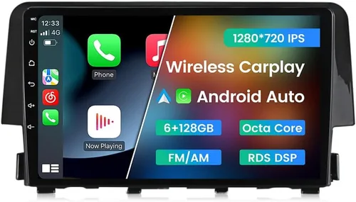 Miniatura 11 de Radio estéreo Android para Honda Civic 2016 2017 2018 2019 2020 2021, 8 núcleos inalámbricos con cable para Car-Play Android Auto GPS Navegación