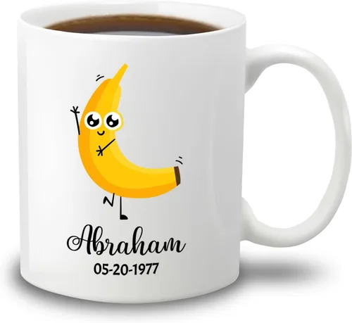 Miniatura 17 de Taza de café blanca personalizada con mano agitada de manzana con nombre de bebé, taza de cerámica personalizada para amantes de la fruta