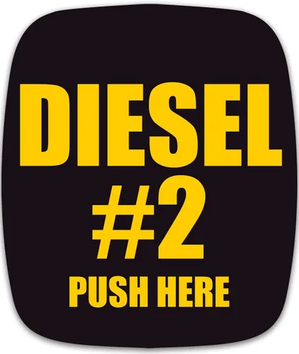Diesel #2 Empuje Aquí Pegatina (bombas de combustible, gasolineras, número 2 de clasificación de cetano, 2 x 2.5 pulgadas)
