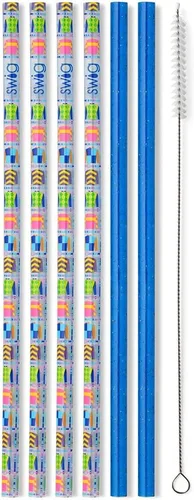Miniatura 33 de Swig Life Juego de popotes reutilizables con purpurina transparente + popote alto Aqua y cepillo de limpieza, cada popote es de 10.25 pulgadas