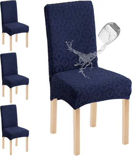 Miniatura 16 de Genina Juego de 4 fundas impermeables para sillas de comedor, extraíbles y lavables, color beige grande